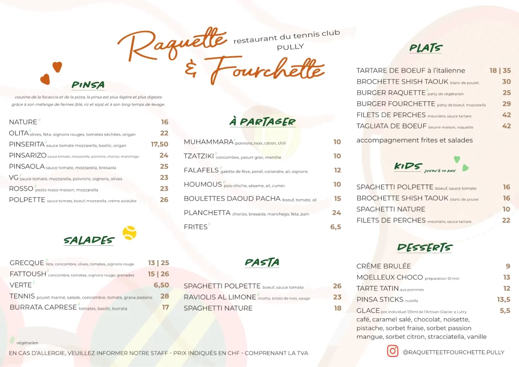 Menu plats 2026